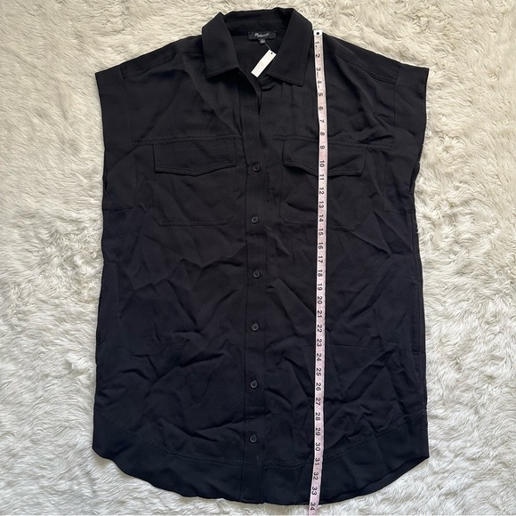 Madewell Dress Utility Button-Front Mini Linen Blend True Black M NWT New - Picture 11 of 12